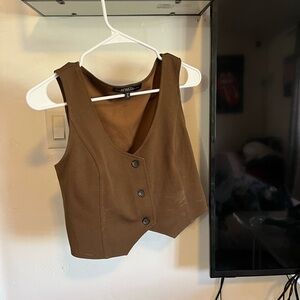 Rewash Brown Sleeveless Button Vest